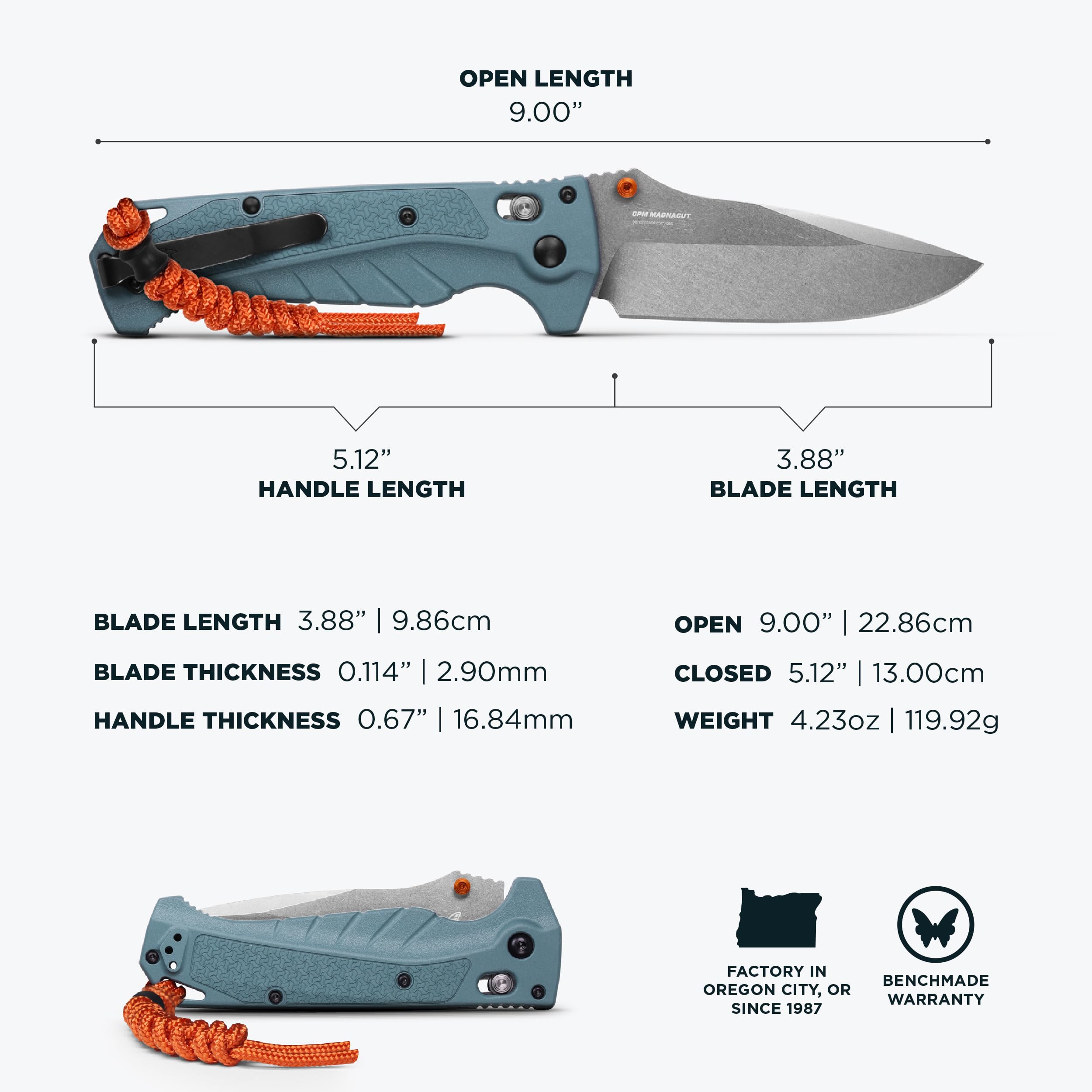 Benchmade - Adira Outdoor, Water, Fishing Knife, Plain Edge with Depth Blue Grivory Handle (18060) - Image 5