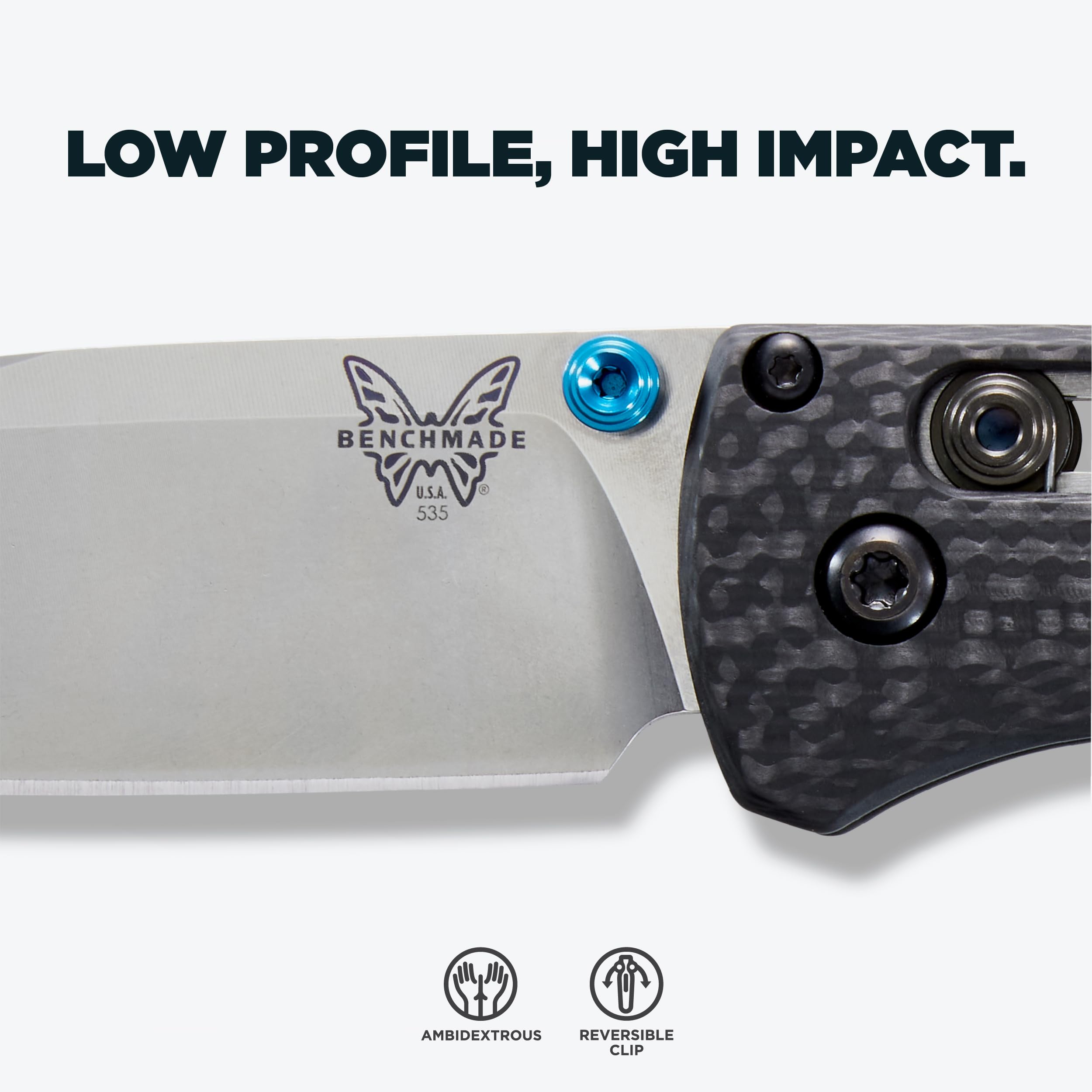 Benchmade - Bugout Outdoor EDC Folding Knife, Slim, Lightweight, Drop-Point Blade, Carbon Fiber (535-3) - Image 3