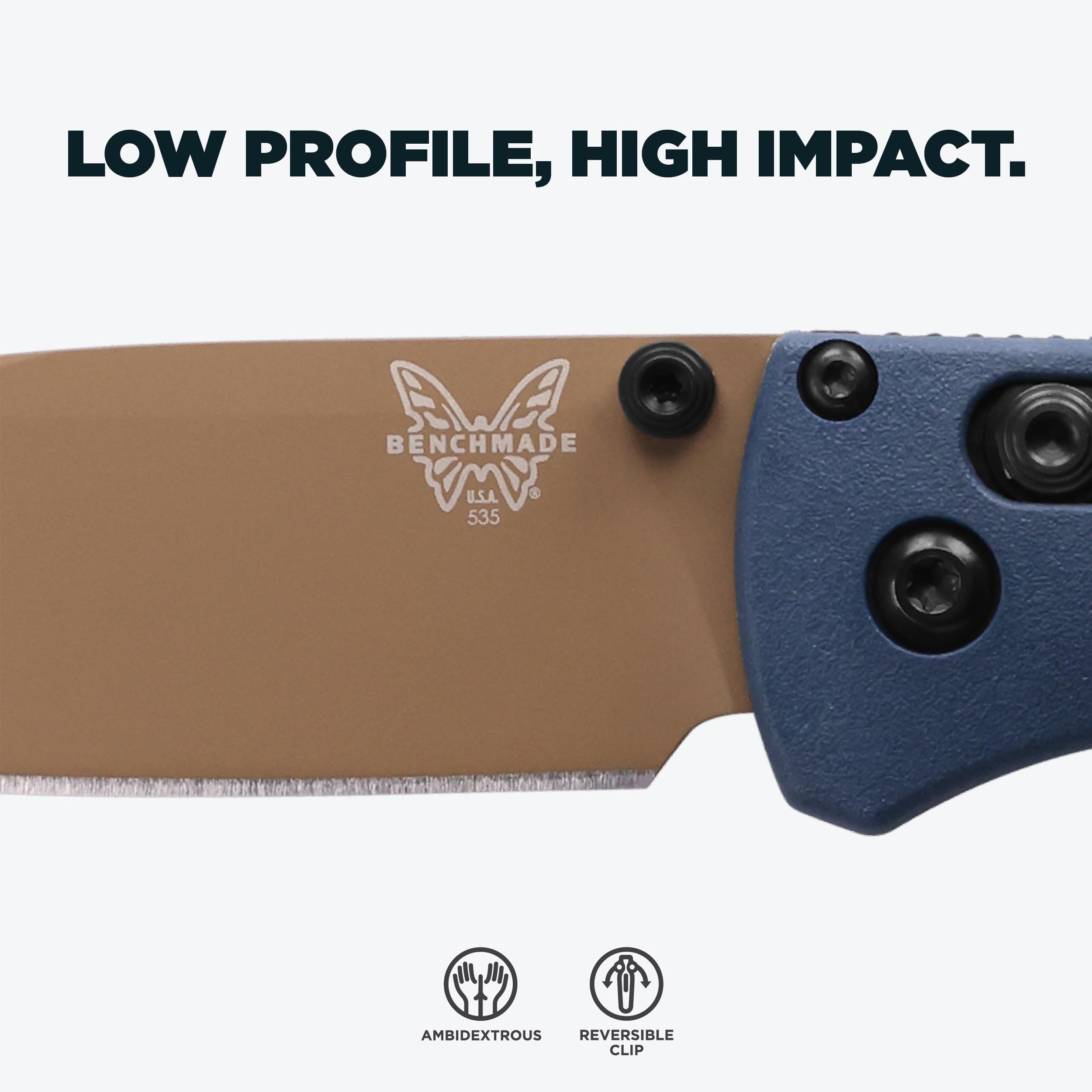 Benchmade - Bugout Outdoor EDC Folding Knife, Slim, Lightweight, Plain Edge, Drop-Point Blade, CPM-S30V Stainless Steel (58-60HRC), Grivory Handle (535FE-05) - Image 3