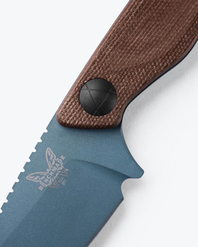 Benchmade - Dacian Fixed Blade Knife with Brown Canvas Micarta Handle and Blue Titanium Cerakote Finish (203BT-03) - Image 4