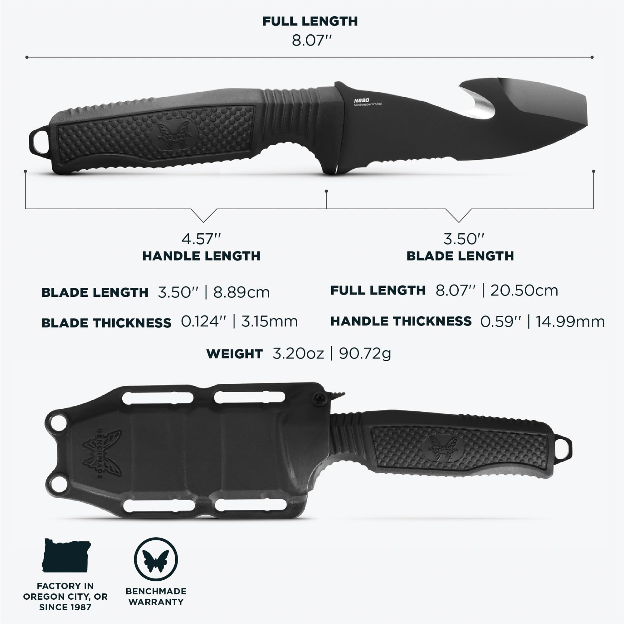 Benchmade - H20 Dive Tactical Knife with Black Santoprene Handle (112SBK-BLK H20) - Image 5