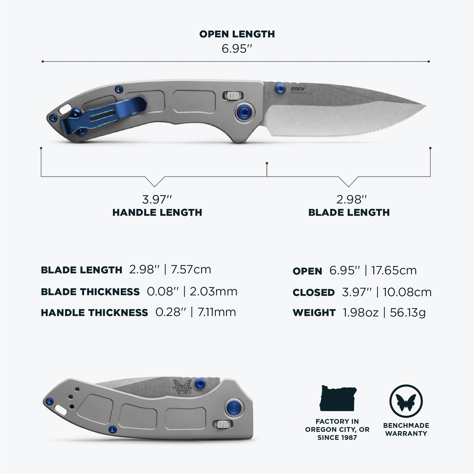 Benchmade - Mini Narrows Folding Knife with Gray Titanium Handle (743) - Image 6