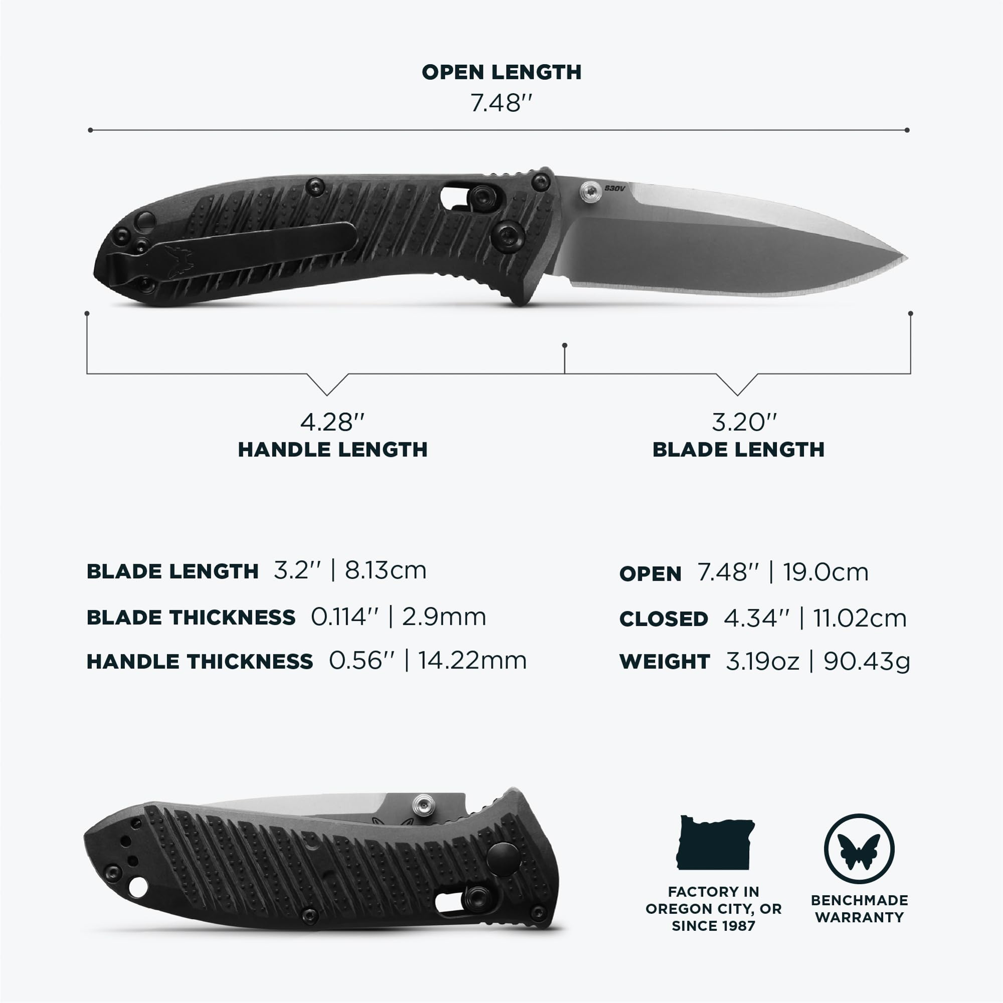 Benchmade - Mini Presidio II Tactical, Every Day Knife, Drop-Point Blade with Black CF Elite Handle (575-1) - Image 5