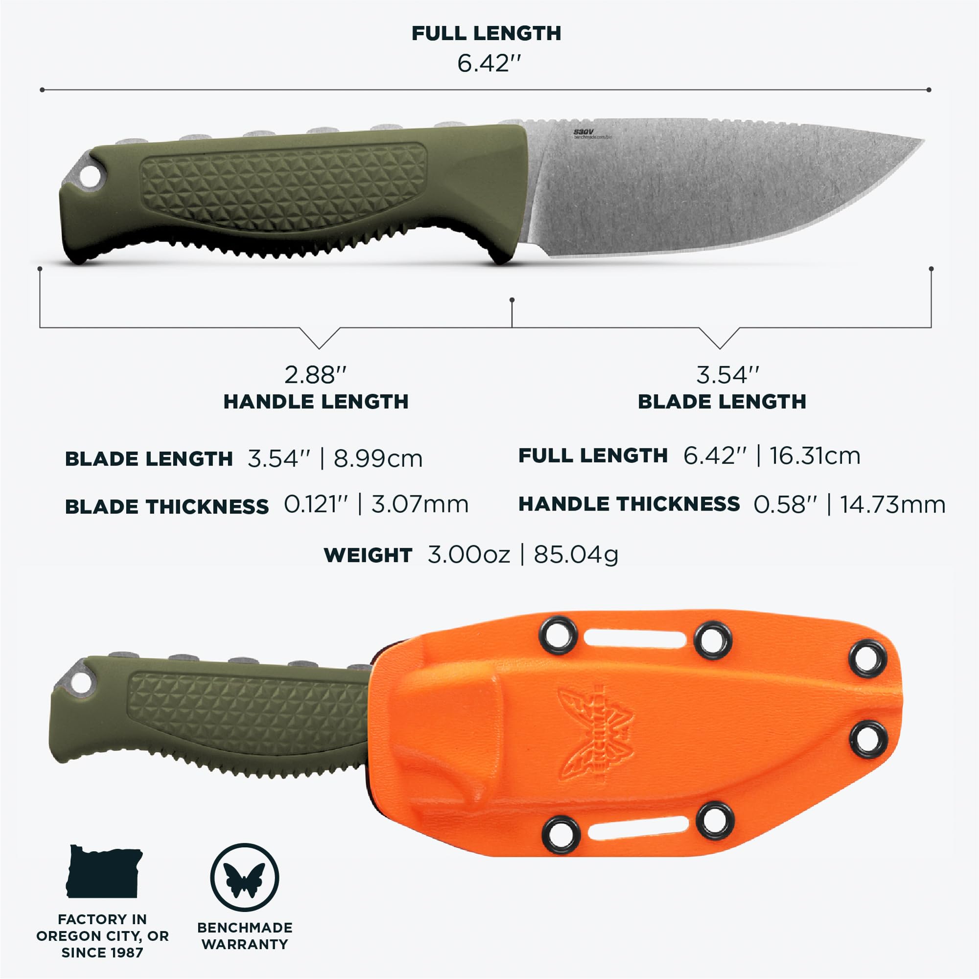 Benchmade - Steep Country Knife with Dark Olive Santoprene Handles and a Drop-Point Blade (15006-01) - Image 5